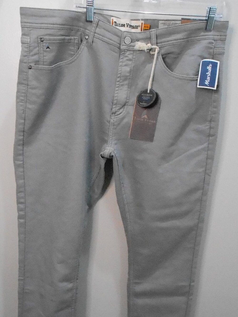 Men's Tailor Vintage Canaan Gray Slim Fit Comfort Stretch Denim Pants Size 38x30